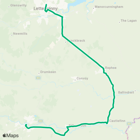 TFI Local Link Ballybofey - Letterkenny map