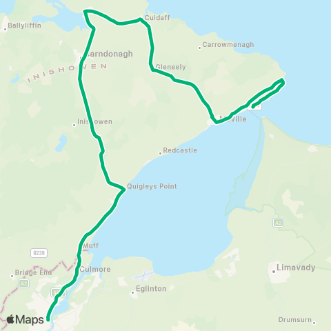 TFI Local Link Carndonagh - Derry map