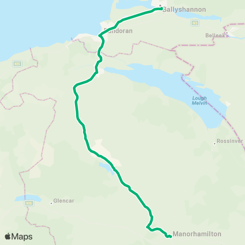 TFI Local Link Manorhamilton - Ballyshannon map