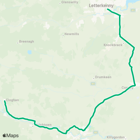TFI Local Link An Clochán - Letterkenny map