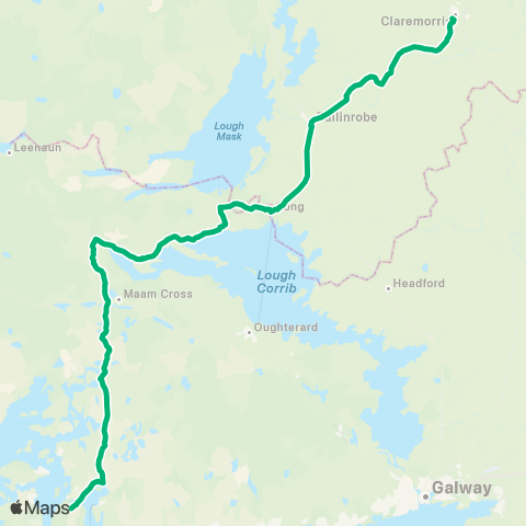 TFI Local Link Claremorris - An Cheathrú Rua map