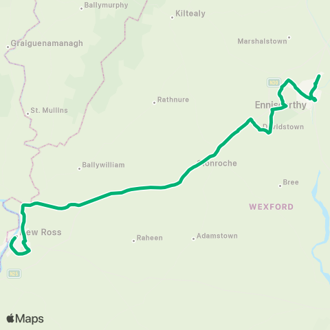 TFI Local Link Enniscorthy - New Ross map