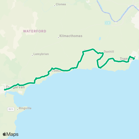 TFI Local Link Tramore - Dungarvan map