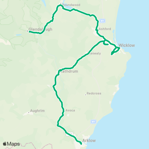 TFI Local Link Arklow - Glendalough map