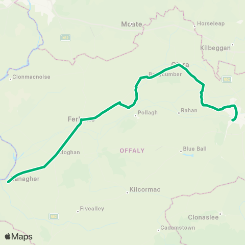 TFI Local Link Banagher - Tullamore map