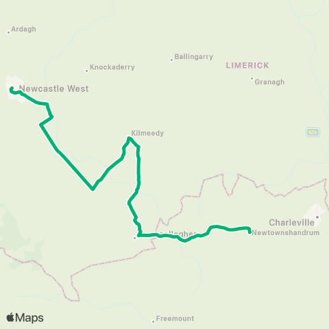 TFI Local Link Newcastle West - Charleville map