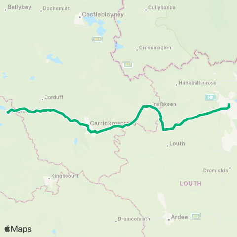 TFI Local Link Shercock - Dundalk map