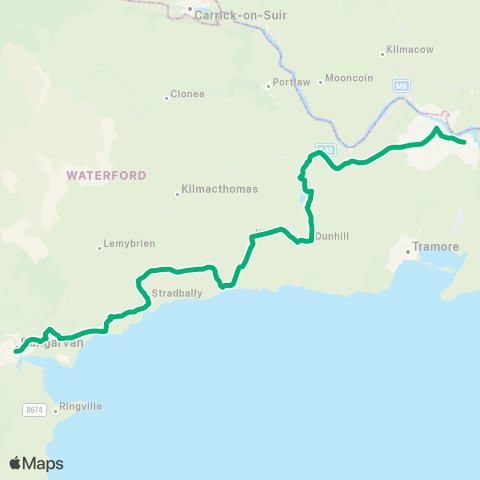 TFI Local Link Dungarvan - Waterford map
