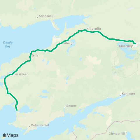 TFI Local Link Waterville - Killarney map