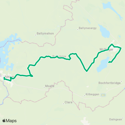 TFI Local Link Athlone - Mullingar map
