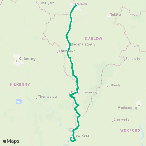 TFI Local Link Carlow - New Ross map