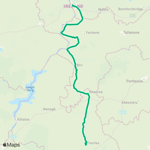 TFI Local Link Athlone - Thurles map