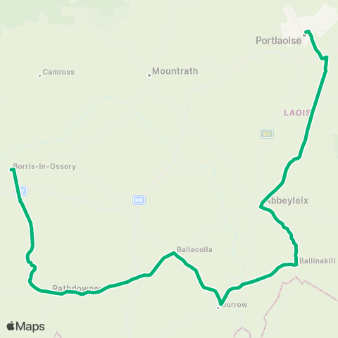 TFI Local Link Borris-in-Ossory - Portlaoise map
