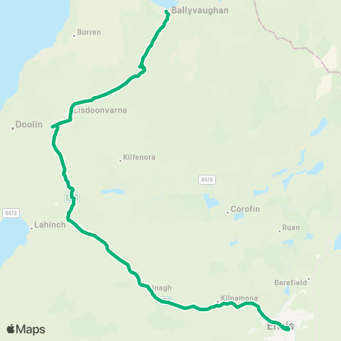 TFI Local Link Ballyvaughan - Ennis map