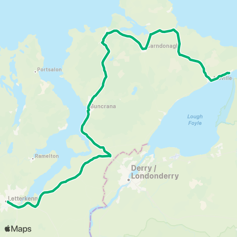 TFI Local Link Greencastle - Buncrana map
