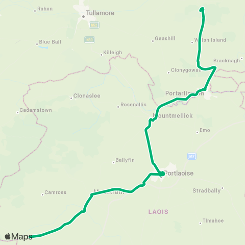 TFI Local Link Borris-in-Ossory - Mount Lucas map