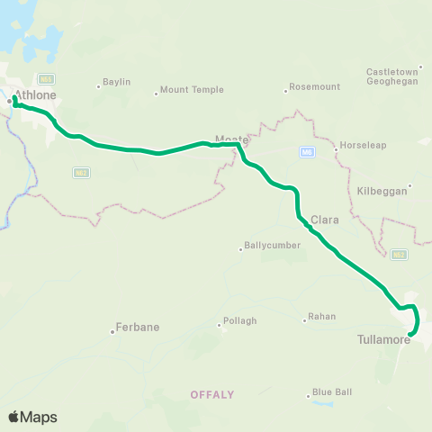 TFI Local Link Tullamore - Athlone map