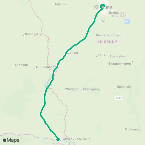 TFI Local Link Carrick-on-Suir - Grangemockler map