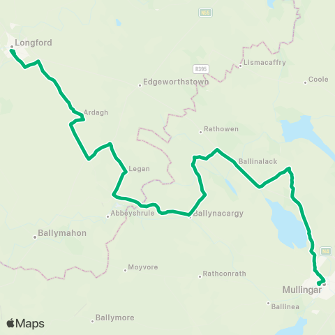 TFI Local Link Longford - Mullingar map