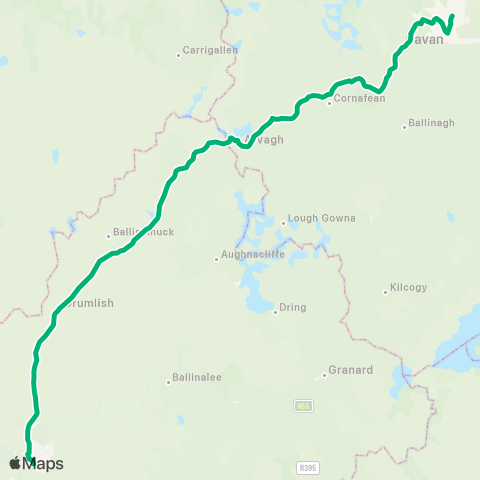 TFI Local Link Longford - Cavan map
