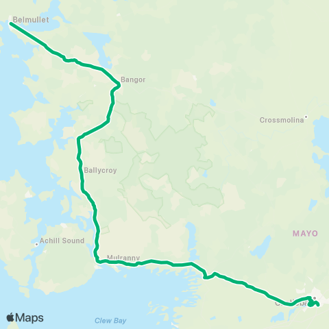 TFI Local Link Béal an Mhuirthead - Castlebar map
