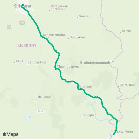 TFI Local Link Inistioge - Kilkenny Castle map
