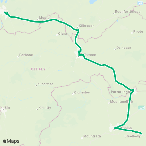 TFI Local Link Stradbally - Athlone map