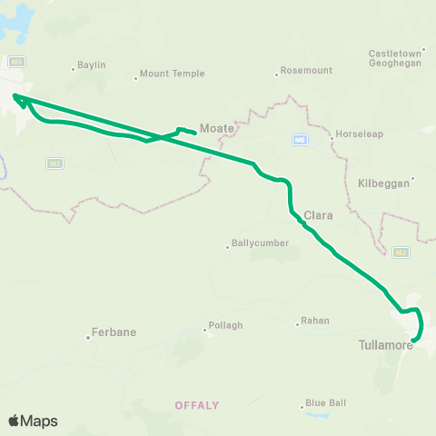 TFI Local Link Tullamore - Athlone map