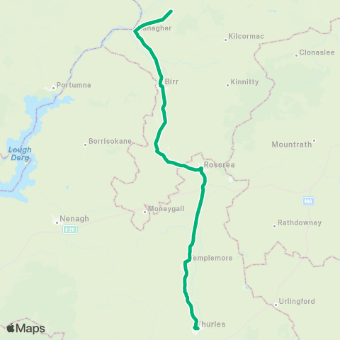 TFI Local Link Cloghan - Thurles map