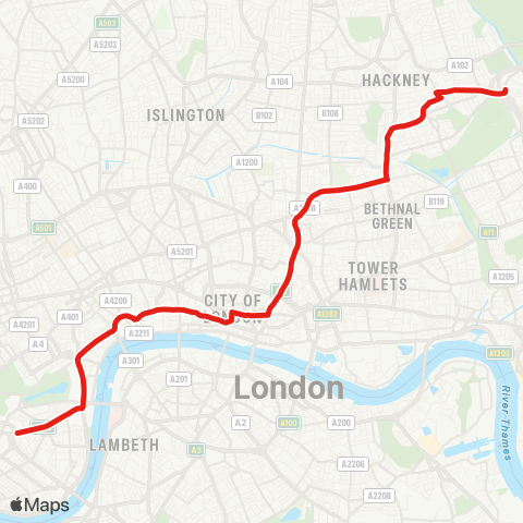 TfL Hackney Wick - Shoreditch - St Paul's - Westminster - Victoria map