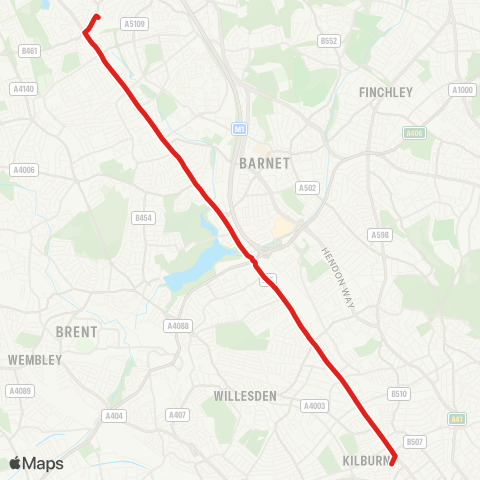 TfL Edgware - Burnt Oak - Colindale - Cricklewood - Kilburn Pk map