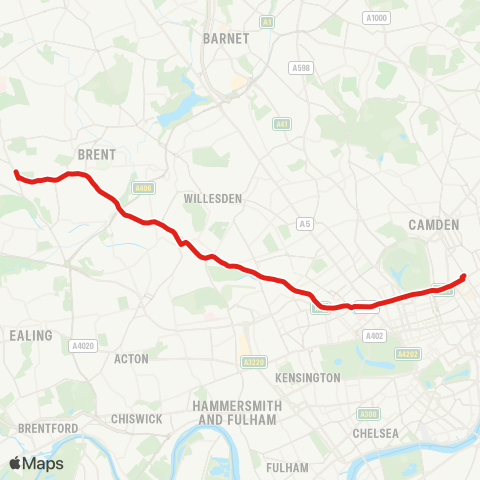 TfL Sudbury - Wembley Central - Stonebridge - Harlesden - Kensal Green - Harrow Rd - Paddington Green - Baker St Sta - Euston map