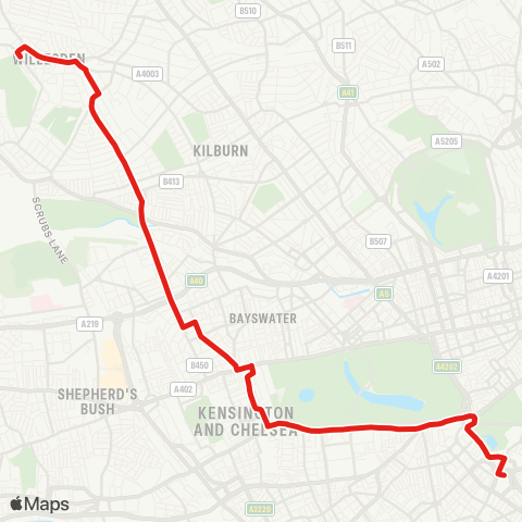 TfL Victoria - Royal Albert Hall - Notting Hill Gate - Ladbroke Grove - Willesden, Bus Garage map