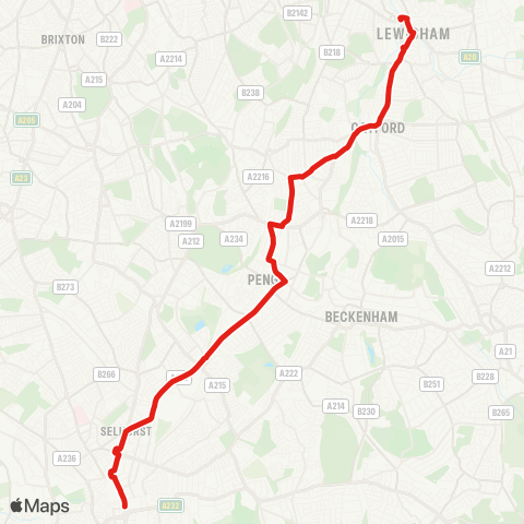 TfL Lewisham Sta - Catford - Sydenham - Norwood Jct - Croydon, Town Ctr map