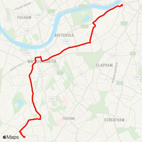 TfL Wimbledon - Wimbledon Pk - Southfields - Wandsworth - Clapham Jct - Queenstown Rd - Battersea Pk - Battersea Power Sta - Vauxhall map