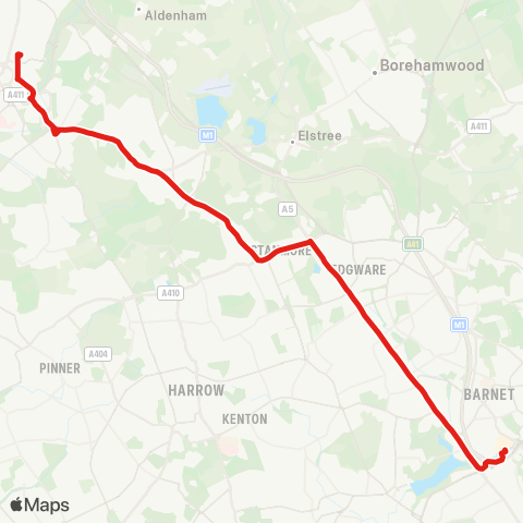 TfL Watford Jct and Town Ctr - Bushey - Stanmore - Edgware - Brent Cross, Shopping Ctr map