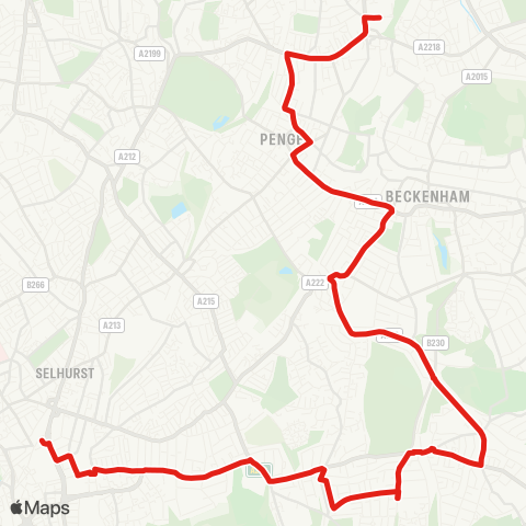 TfL Lower Sydenham - Clock House - Beckenham - W Wickham - W Croydon map
