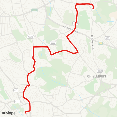 TfL Bromley - Grove Pk - Dunkery Rd - Mottingham - Eltham map