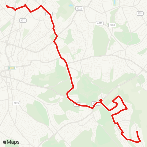 TfL New Addington - Fieldway - Addington Village - Gravel Hill - Shirley Hills - Woodside - Norwood Jct - Selhurst Pk Stadum - Thornton Heath, Parchmore Rd map