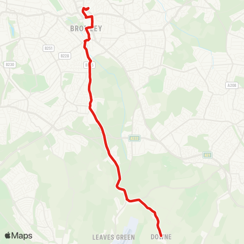 TfL Bromley N - Bromley S - Hayes - Keston - Downe map