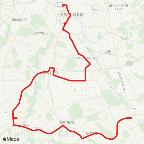 TfL Lewisham Sta - Catford - Bell Green - Lower Sydenham - Grove Pk map