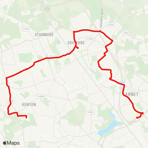 TfL Northwick Pk Hosp - Harrow - Edgware - Hendon Central - Brent Cross map