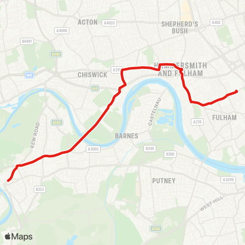 TfL Richmond - Chiswick - Stamford Brook - Hammersmith - W Brompton map