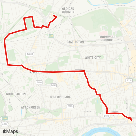 TfL Hammersmith - Starch Green - Acton Vale - Acton - N Acton map