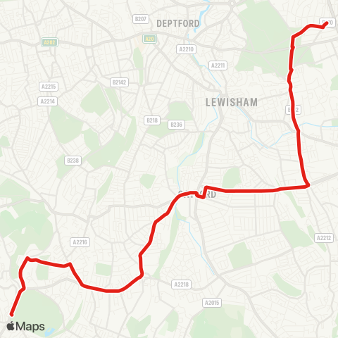 TfL Crystal Palace - Sydenham - Catford - Lee Green - Blackheath, Royal Standard map