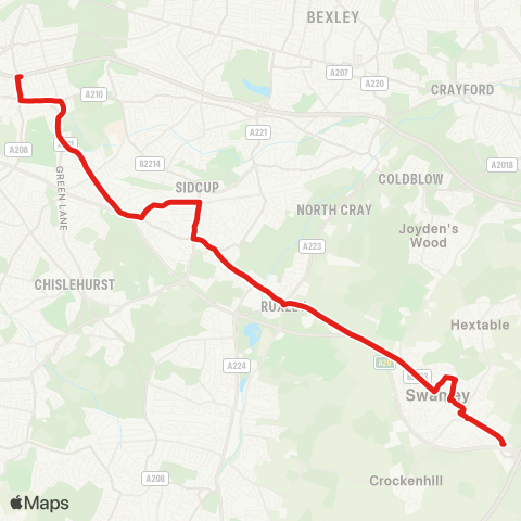 TfL Eltham - Longlands Rd - Sidcup - Foots Cray - Swanley map