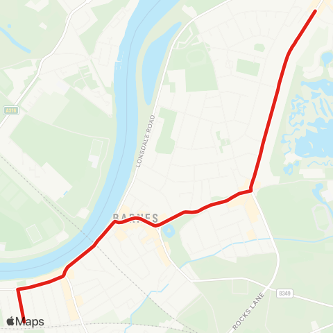 TfL Mortlake - Barnes Bridge Sta - Barnes Pond - Barnes, Red Lion - Castelnau, Lonsdale Rd map