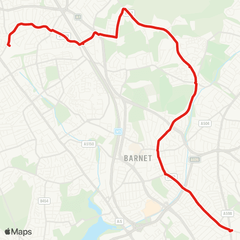 TfL Golders Green - Hendon - Holders Hill - Mill Hill - Edgware map