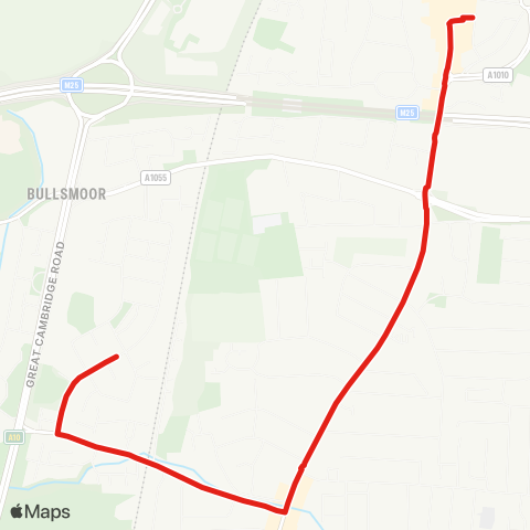 TfL Waltham Cross - Freezywater - Bullsmoor Ln - Elsinge Estate map