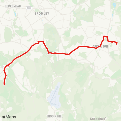 TfL Ramsden Estate - Orpington Town Ctr & Sta - Locksbottom - Hayes - Addington Village - Forestdale map